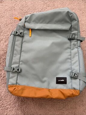 Pacsafe Light Gray Backpack with Tan Accent